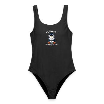 Premier bébé joueur 1 bébé pingouin enceinte - Maillot de bain femme - noir - Devant - AI Model Female 172 light (172cm)