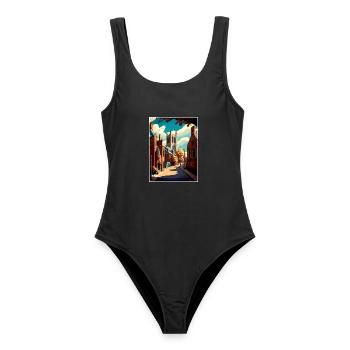 Richmond England Yorkshire Vintage Reiseposter - Frauen Badeanzug - Schwarz - Vorne - AI Model Female 172 light (172cm)
