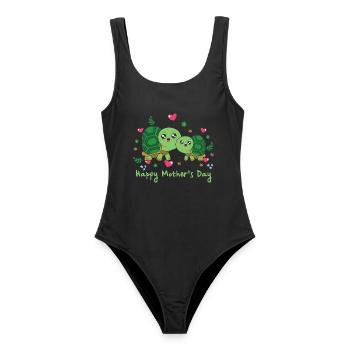Animal Mom Turtle zum Muttertag - Frauen Badeanzug - Schwarz - Vorne - AI Model Female 172 light (172cm)