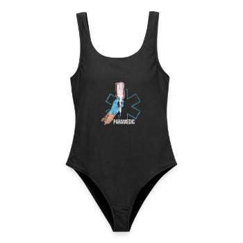 Furchtloser Sanitäter Rettungseinsatz - Frauen Badeanzug - Schwarz - Vorne - AI Model Female 172 light (172cm)