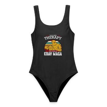 Krav Maga - Frauen Badeanzug - Schwarz - Vorne - AI Model Female 172 light (172cm)