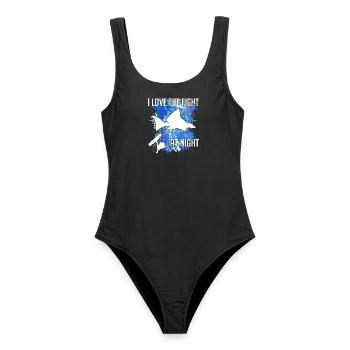 Waller catfish silhouette canne à pêche et éclaboussures de couleur - Maillot de bain femme - noir - Devant - AI Model Female 172 light (172cm)
