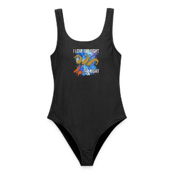 Waller catfish silhouette canne à pêche et éclaboussures de couleur - Maillot de bain femme - noir - Devant - AI Model Female 172 light (172cm)