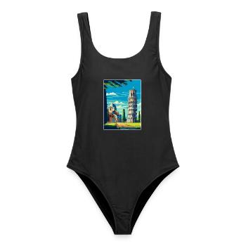 Pisa Italien Vintage Reiseplakat Souvenir Souvenir - Frauen Badeanzug - Schwarz - Vorne - AI Model Female 172 light (172cm)