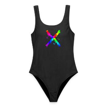 X Desing regenbogen - Frauen Badeanzug - Schwarz - Vorne - AI Model Female 172 light (172cm)