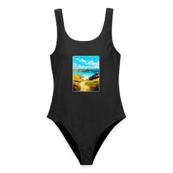 Scilly-Inseln Uk Vintage Reiseposter Souvenir - Frauen Badeanzug - Schwarz - Vorne - AI Model Female 172 light (172cm)