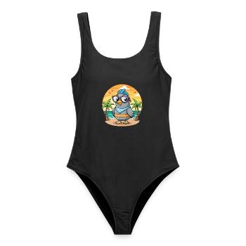 Lunettes de soleil de plage d’été de dessin animé drôle de pigeon - Maillot de bain femme - noir - Devant - AI Model Female 172 light (172cm)