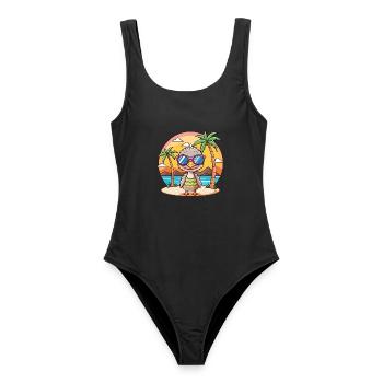 Strauß lustige Cartoon Sommer Strand Sonnenbrille - Frauen Badeanzug - Schwarz - Vorne - AI Model Female 172 light (172cm)