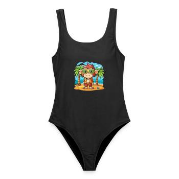 Lunettes de soleil de plage d’été de dessin animé drôle de singe - Maillot de bain femme - noir - Devant - AI Model Female 172 light (172cm)