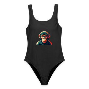 Singe Dessin Animé Personnage Animal De Compagnie Coloré - Maillot de bain femme - noir - Devant - AI Model Female 172 light (172cm)