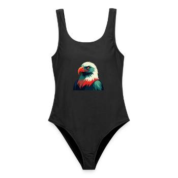 Adler Cartoon Figur Buntes Haustier Tier - Frauen Badeanzug - Schwarz - Vorne - AI Model Female 172 light (172cm)