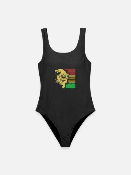 Rasta Lion Löwe Reggae Rastafari Sonnenbrille - Frauen Badeanzug - Schwarz