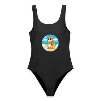 Chipmunk Aquarell Cartoon Kawaii Clipart Tier - Frauen Badeanzug - Schwarz - Vorne - AI Model Female 172 light (172cm)