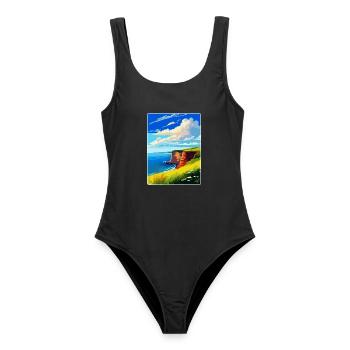 Berry Head Devon Vintage Travel Poster Souvenir - Women's Swimsuit - black - Front - AI Model Female 172 light (172cm)