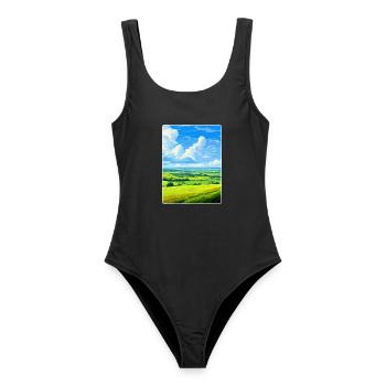 West Wiltshire Downs voyage affiche souvenir WPA - Maillot de bain femme - noir - Devant - AI Model Female 172 light (172cm)