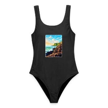 Giant Causeway Irland Uk Reiseposter Souvenir - Frauen Badeanzug - Schwarz - Vorne - AI Model Female 172 light (172cm)