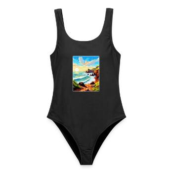 Hartland Quay Devon Vintage Travel Poster Souvenir - Women's Swimsuit - black - Front - AI Model Female 172 light (172cm)
