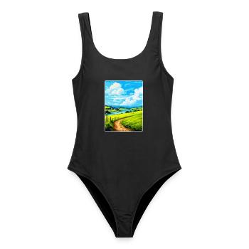 Lerryn Cornwall England Uk Travel Poster Souvenir - Women's Swimsuit - black - Front - AI Model Female 172 light (172cm)