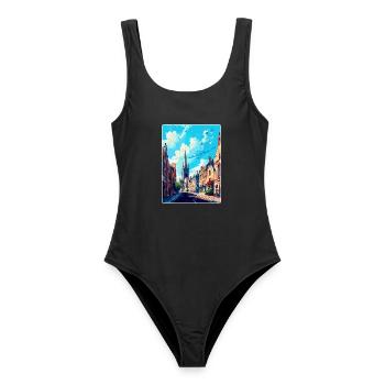 Oxford England Uk Vintage Reiseposter Souvenir - Frauen Badeanzug - Schwarz - Vorne - AI Model Female 172 light (172cm)
