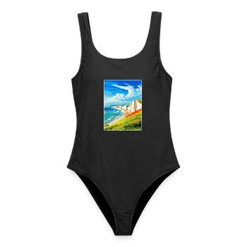 Seven Sisters Sussex Reiseposter Souvenir WPA - Frauen Badeanzug - Schwarz - Vorne - AI Model Female 172 light (172cm)