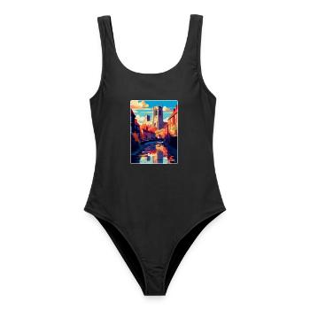 Durham England Uk Vintage Travel Poster Souvenir - Women's Swimsuit - black - Front - AI Model Female 172 light (172cm)