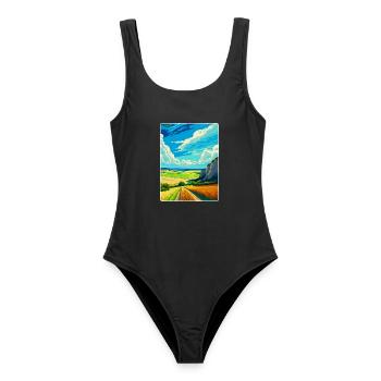 Affiche de voyage souvenir du parc national des South Downs - Maillot de bain femme - noir - Devant - AI Model Female 172 light (172cm)