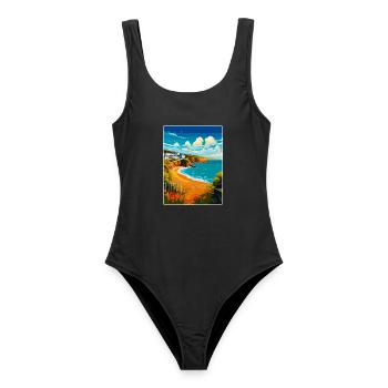 Devon West Country Vintage Travel Poster Souvenir - Women's Swimsuit - black - Front - AI Model Female 172 light (172cm)