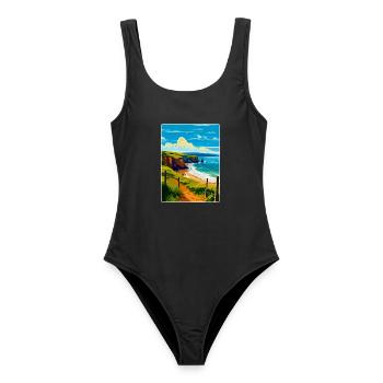 Devon West Country Vintage Travel Poster Souvenir - Women's Swimsuit - black - Front - AI Model Female 172 light (172cm)