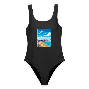 Blackpool Uk Vintage Reiseposter WPA Souvenir - Frauen Badeanzug - Schwarz - Vorne - AI Model Female 172 light (172cm)