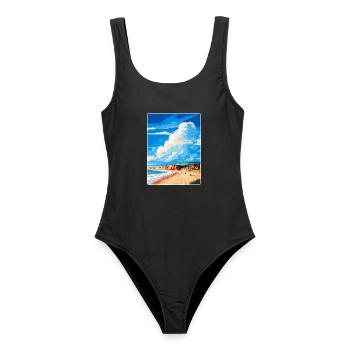 Filey England Uk Vintage Reiseplakat Souvenir - Frauen Badeanzug - Schwarz - Vorne - AI Model Female 172 light (172cm)