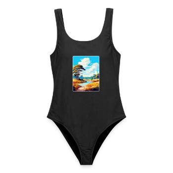 New Forest Nationalpark Vintage Reiseplakat WPA - Frauen Badeanzug - Schwarz - Vorne - AI Model Female 172 light (172cm)