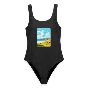 Isle Of Barra Schottland Vereinigtes Königreich Vintage Reiseposter - Frauen Badeanzug - Schwarz - Vorne - AI Model Female 172 light (172cm)