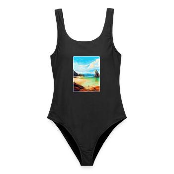 Île de Lewis, Écosse, Royaume-Uni, Affiche de voyage vintage - Maillot de bain femme - noir - Devant - AI Model Female 172 light (172cm)