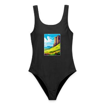 Salisbury Crags Schottland Vereinigtes Königreich Vintage Reiseposter - Frauen Badeanzug - Schwarz - Vorne - AI Model Female 172 light (172cm)