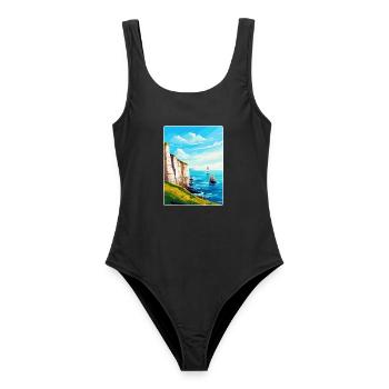 Beachy Head Sussex Vintage Reiseposter Souvenir - Frauen Badeanzug - Schwarz - Vorne - AI Model Female 172 light (172cm)