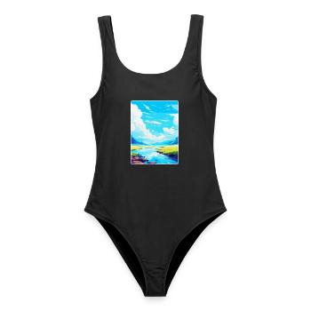 High Cup Nick Cumbria Vintage Travel Poster WPA - Women's Swimsuit - black - Front - AI Model Female 172 light (172cm)