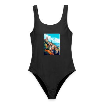 Grasse Frankreich Vintage Reiseposter WPA Souvenir - Frauen Badeanzug - Schwarz - Vorne - AI Model Female 172 light (172cm)
