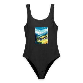 Zell am Ziller Österreich Vintage Reiseposter WPA - Frauen Badeanzug - Schwarz - Vorne - AI Model Female 172 light (172cm)