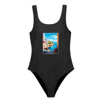 Rhodes Grèce Vintage Voyage Poster WPA Souvenir - Maillot de bain femme - noir - Devant - AI Model Female 172 light (172cm)