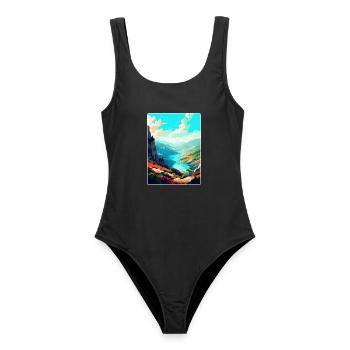 Geres Nationalpark Portugal Vintage Reiseplakat - Frauen Badeanzug - Schwarz - Vorne - AI Model Female 172 light (172cm)