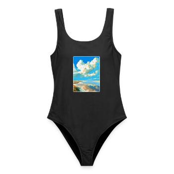 Wattenmeer Niederlande Vintage Reiseposter WPA - Frauen Badeanzug - Schwarz - Vorne - AI Model Female 172 light (172cm)