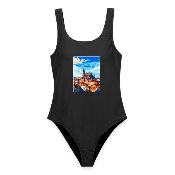 Kutná Hora Tschechische Republik Vintage Reiseposter - Frauen Badeanzug - Schwarz - Vorne - AI Model Female 172 light (172cm)