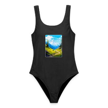 Gran Paradiso Italy Vintage Travel Poster Souvenir - Women's Swimsuit - black - Front - AI Model Female 172 light (172cm)