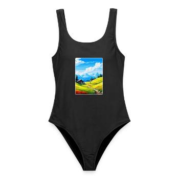 Velika Planina Slowenien Vintage Reiseposter WPA - Frauen Badeanzug - Schwarz - Vorne - AI Model Female 172 light (172cm)