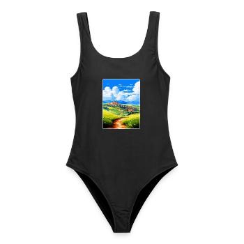 Castilla Y Leon Spain Vintage Travel Poster WPA - Women's Swimsuit - black - Front - AI Model Female 172 light (172cm)