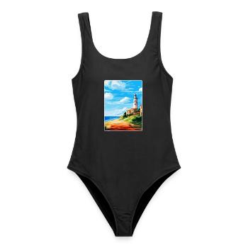 Faro Portugal Vintage Reiseposter WPA Souvenir - Frauen Badeanzug - Schwarz - Vorne - AI Model Female 172 light (172cm)