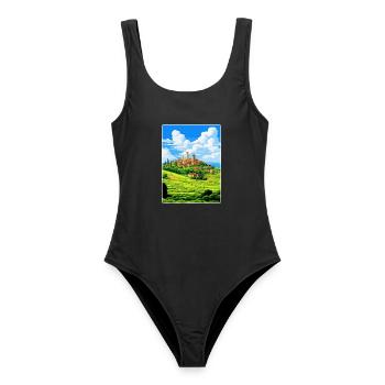 San Gimignano Italien Vintage Reiseplakat Souvenir - Frauen Badeanzug - Schwarz - Vorne - AI Model Female 172 light (172cm)