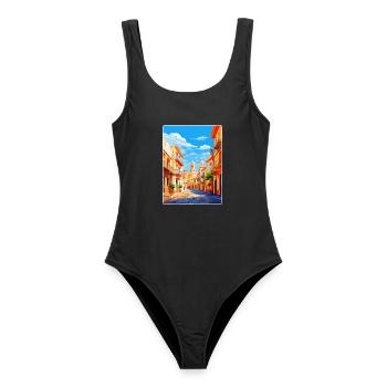Alicante Spanien Vintage Reiseplakat Souvenir WPA - Frauen Badeanzug - Schwarz - Vorne - AI Model Female 172 light (172cm)