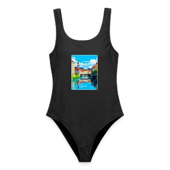 Ljubljana Slowenien Vintage Reiseplakat Souvenir - Frauen Badeanzug - Schwarz - Vorne - AI Model Female 172 light (172cm)