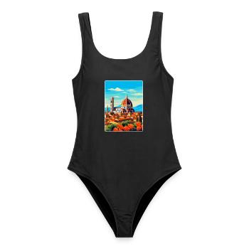 Florenz Italien Vintage Reiseplakat Souvenir WPA - Frauen Badeanzug - Schwarz - Vorne - AI Model Female 172 light (172cm)